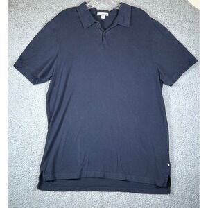 JAMES PERSE Polo Shirt Men 3 Blue Short Sleeve Collar Made in USA Supima Cotton